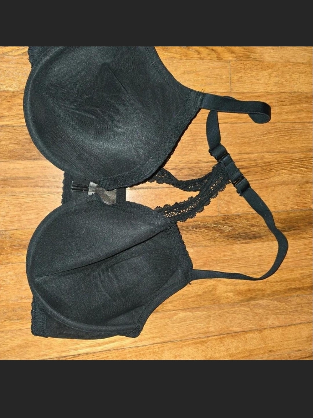 Auden Smooth Black Lace-Back T-Shirt Bra